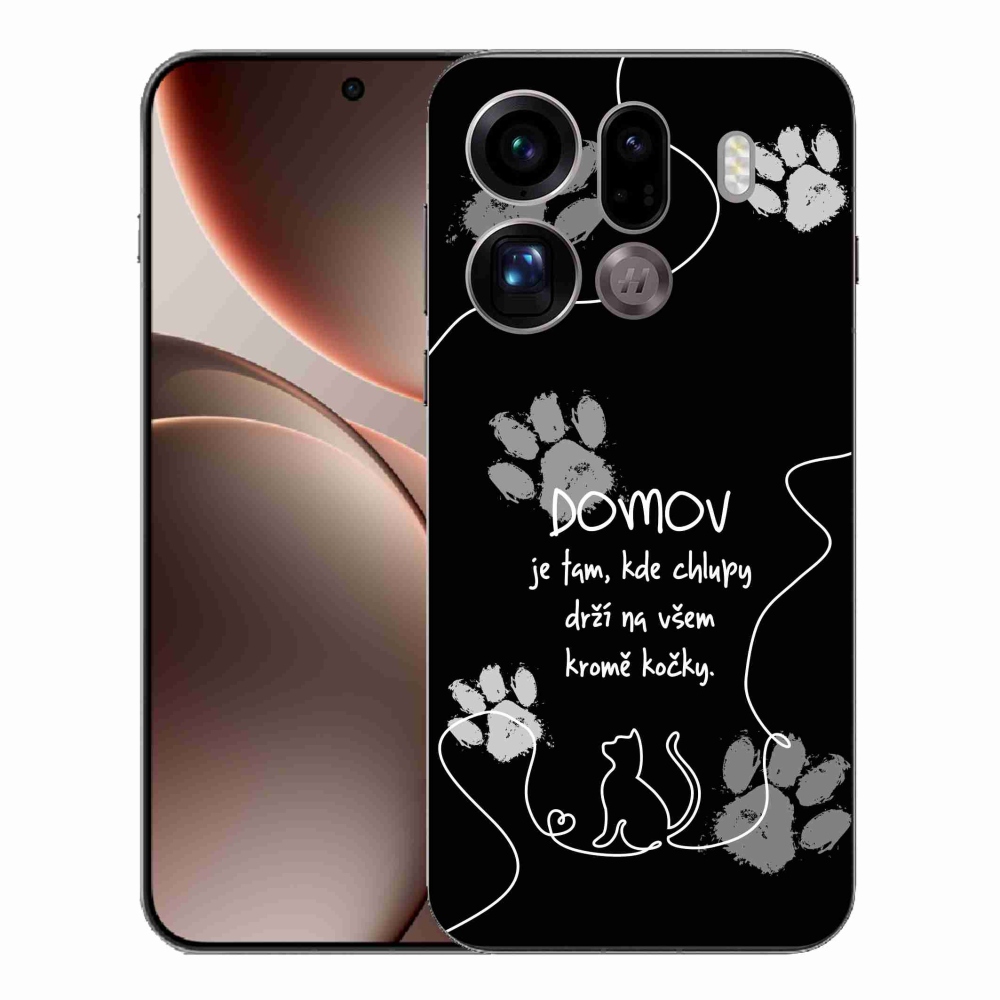 Gelový kryt mmCase na Oppo Find X9 Pro - kočičí motiv černé pozadí