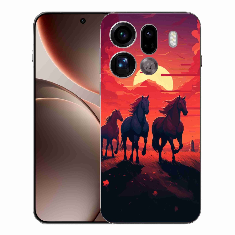 Gelový kryt mmCase na Oppo Find X9 Pro - koně a západ slunce