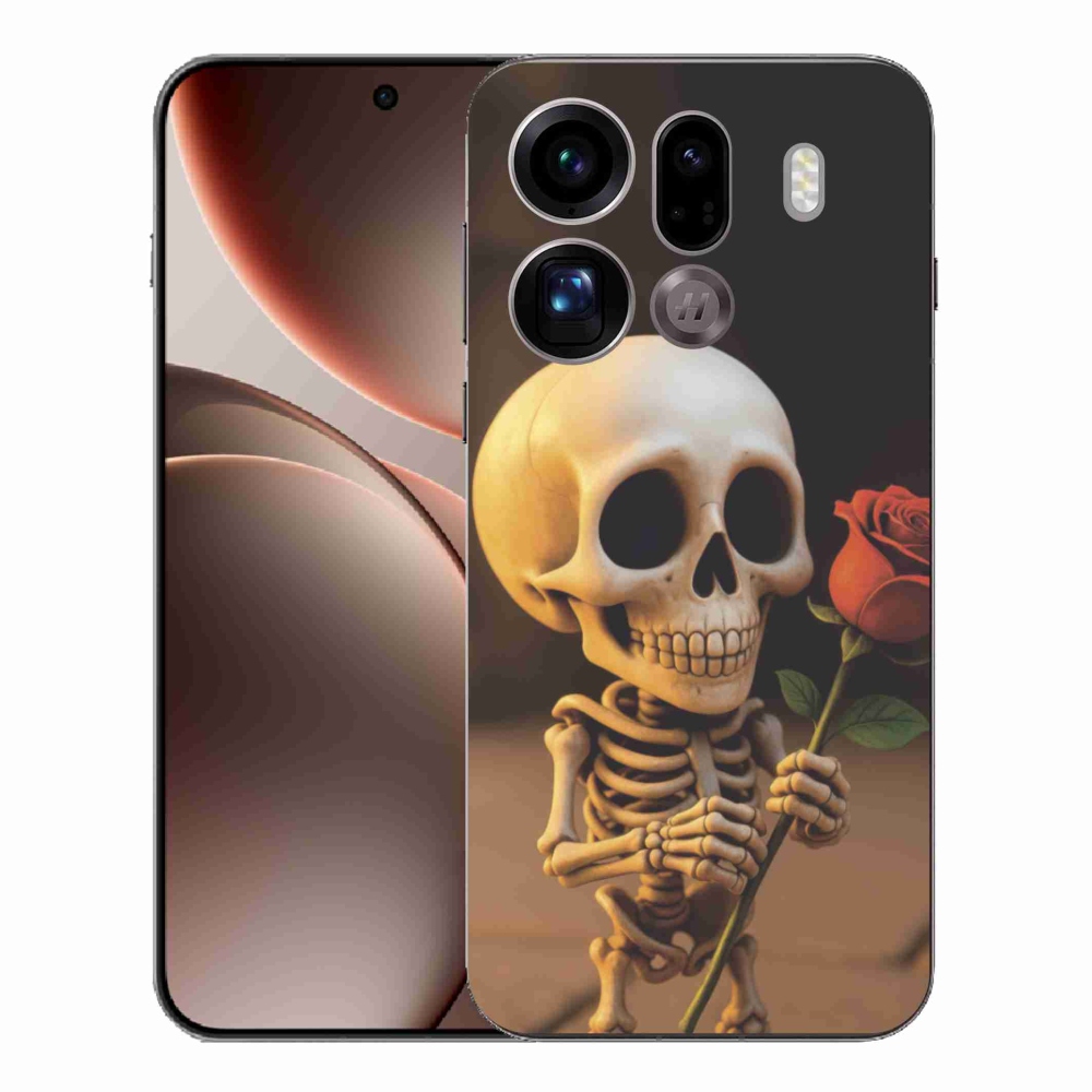Gelový kryt mmCase na Oppo Find X9 Pro - kostlivec s růží