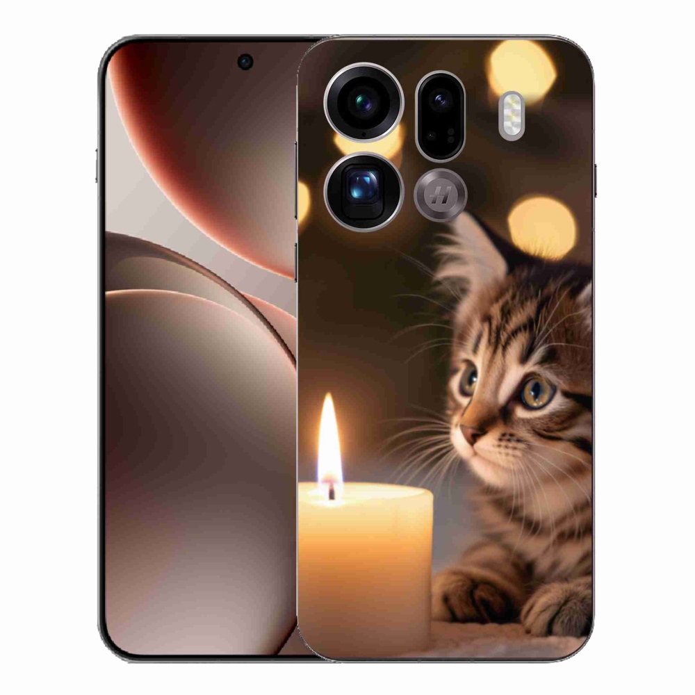 Gelový kryt mmCase na Oppo Find X9 Pro - kotě a svíčka