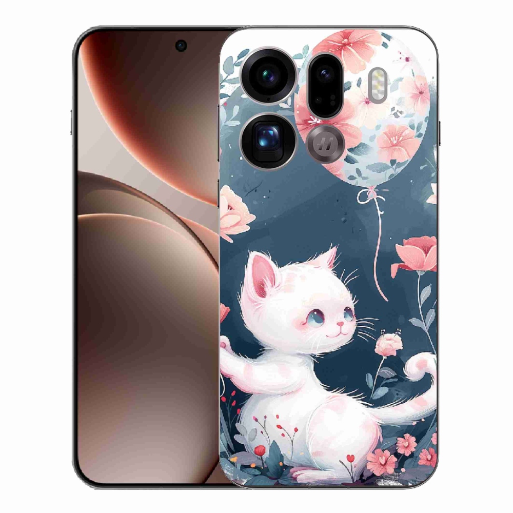 Gelový kryt mmCase na Oppo Find X9 Pro - kotě s balónkem