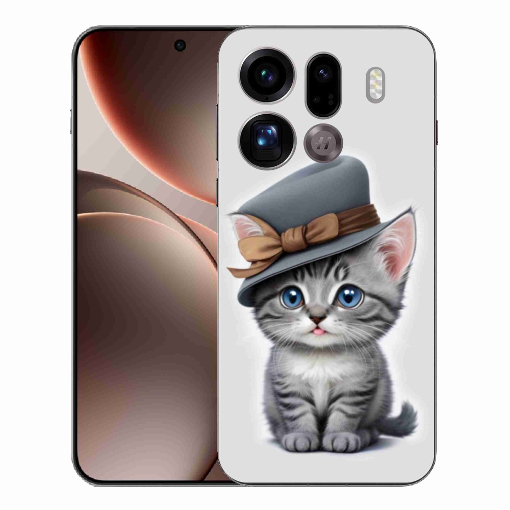 Gelový kryt mmCase na Oppo Find X9 Pro - kotě s kloboukem