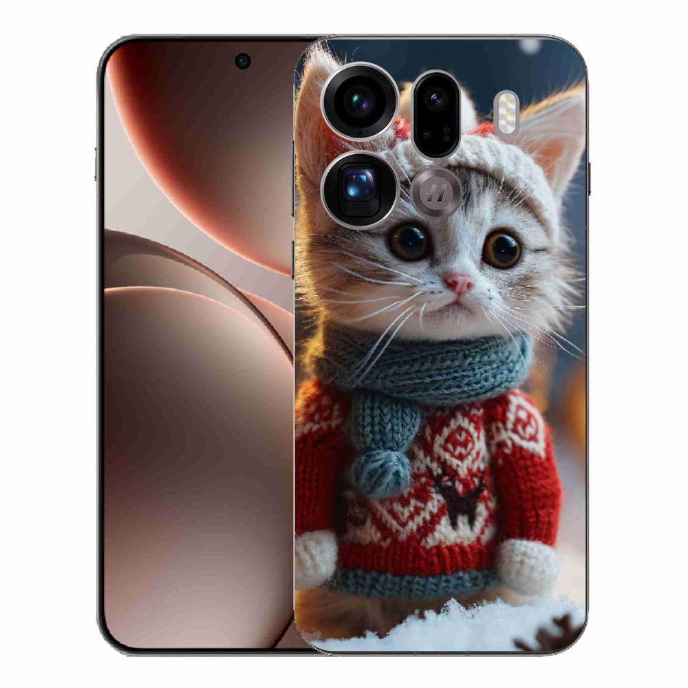 Gelový kryt mmCase na Oppo Find X9 Pro - kotě ve svetru