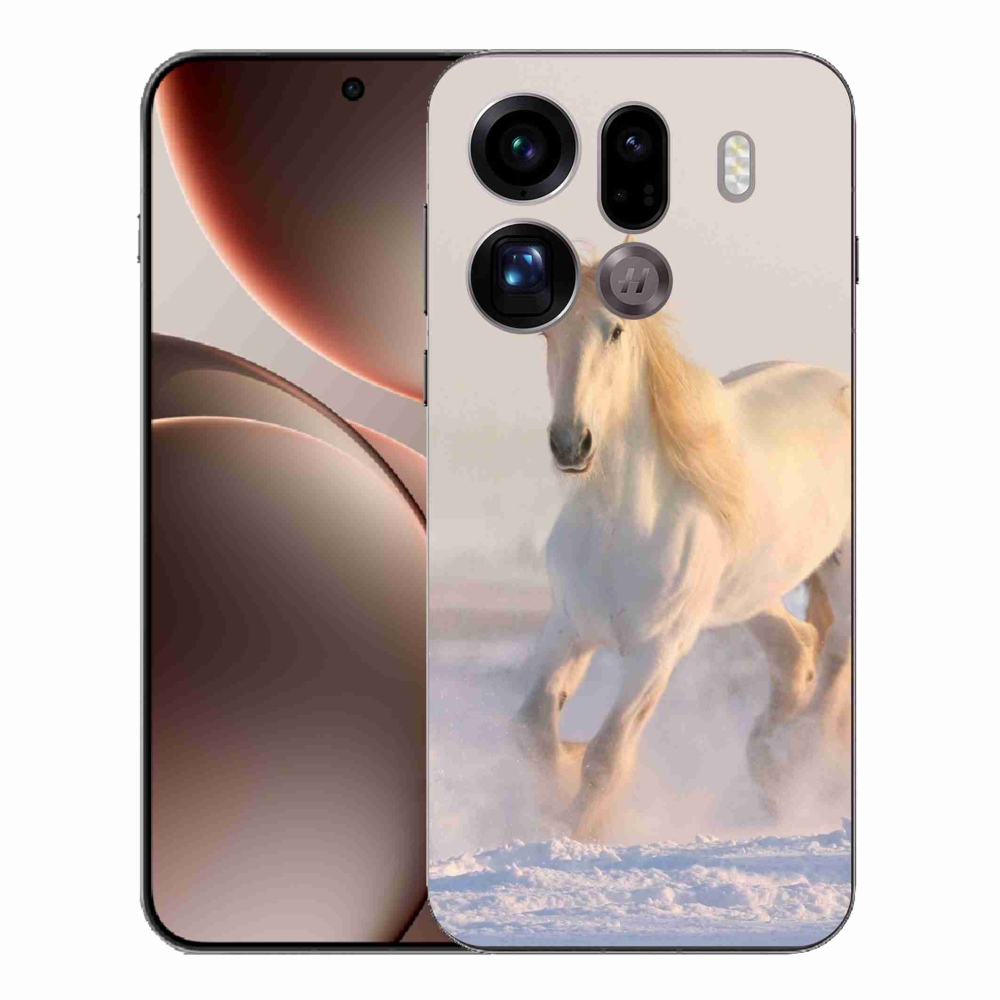 Gelový kryt mmCase na Oppo Find X9 Pro - kůň ve sněhu