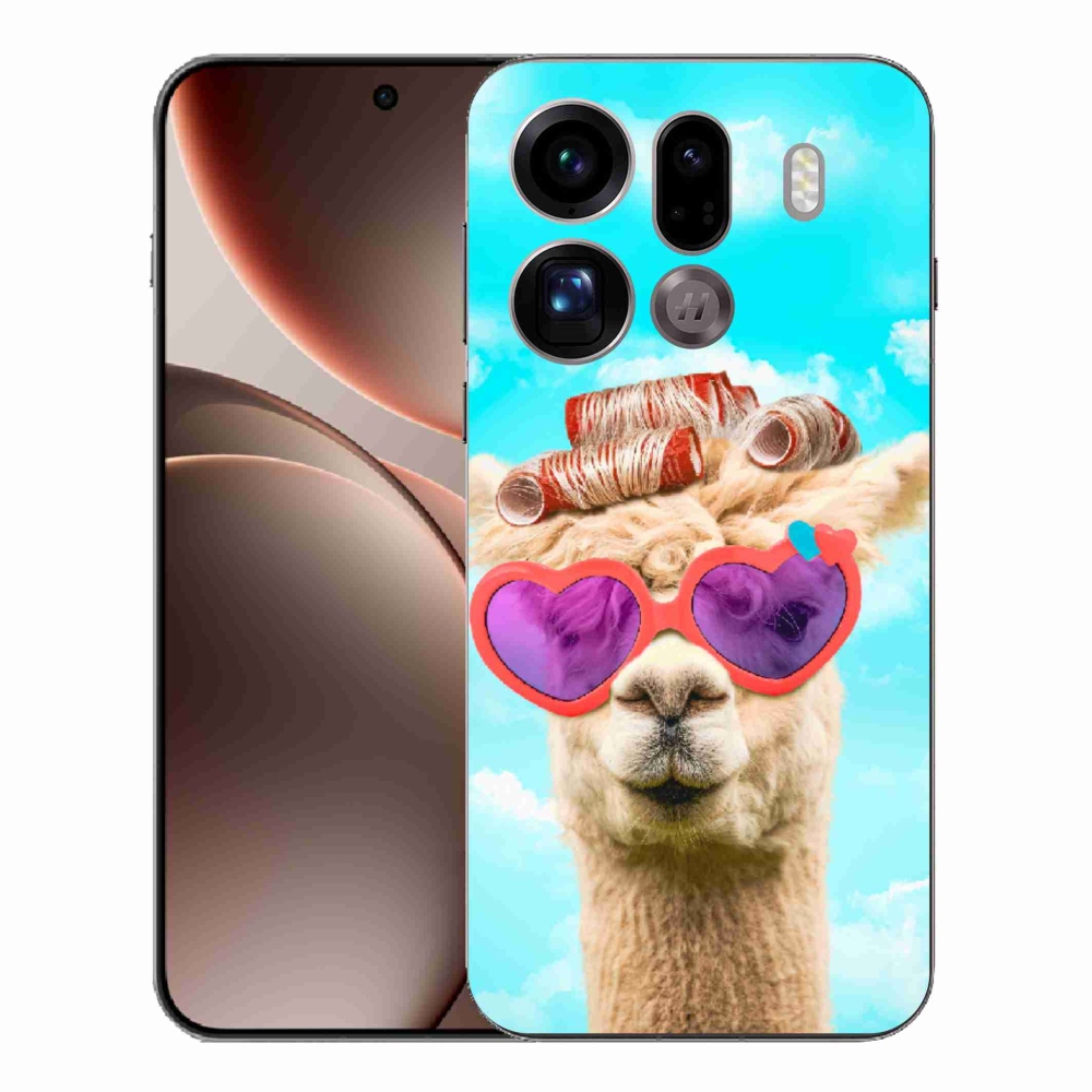 Gelový kryt mmCase na Oppo Find X9 Pro - lama s brýlemi