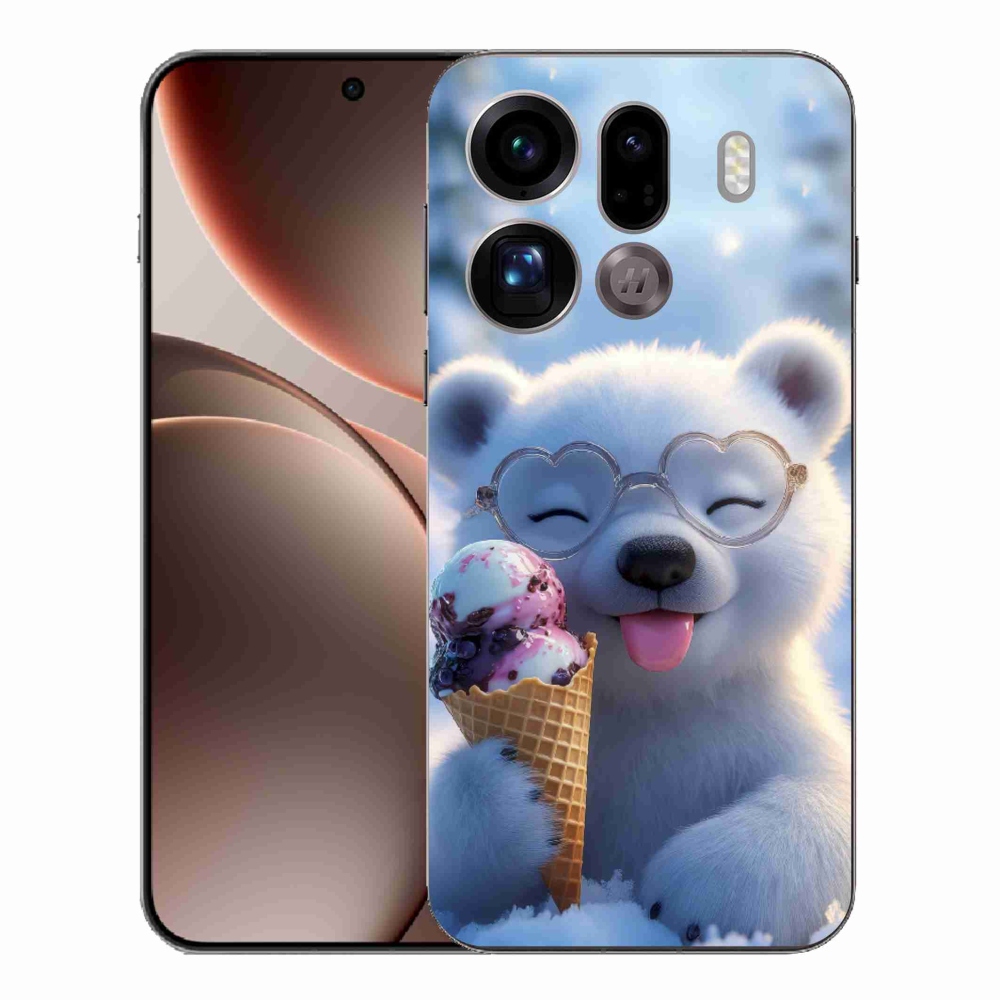 Gelový kryt mmCase na Oppo Find X9 Pro - medvídek se zmrzlinou