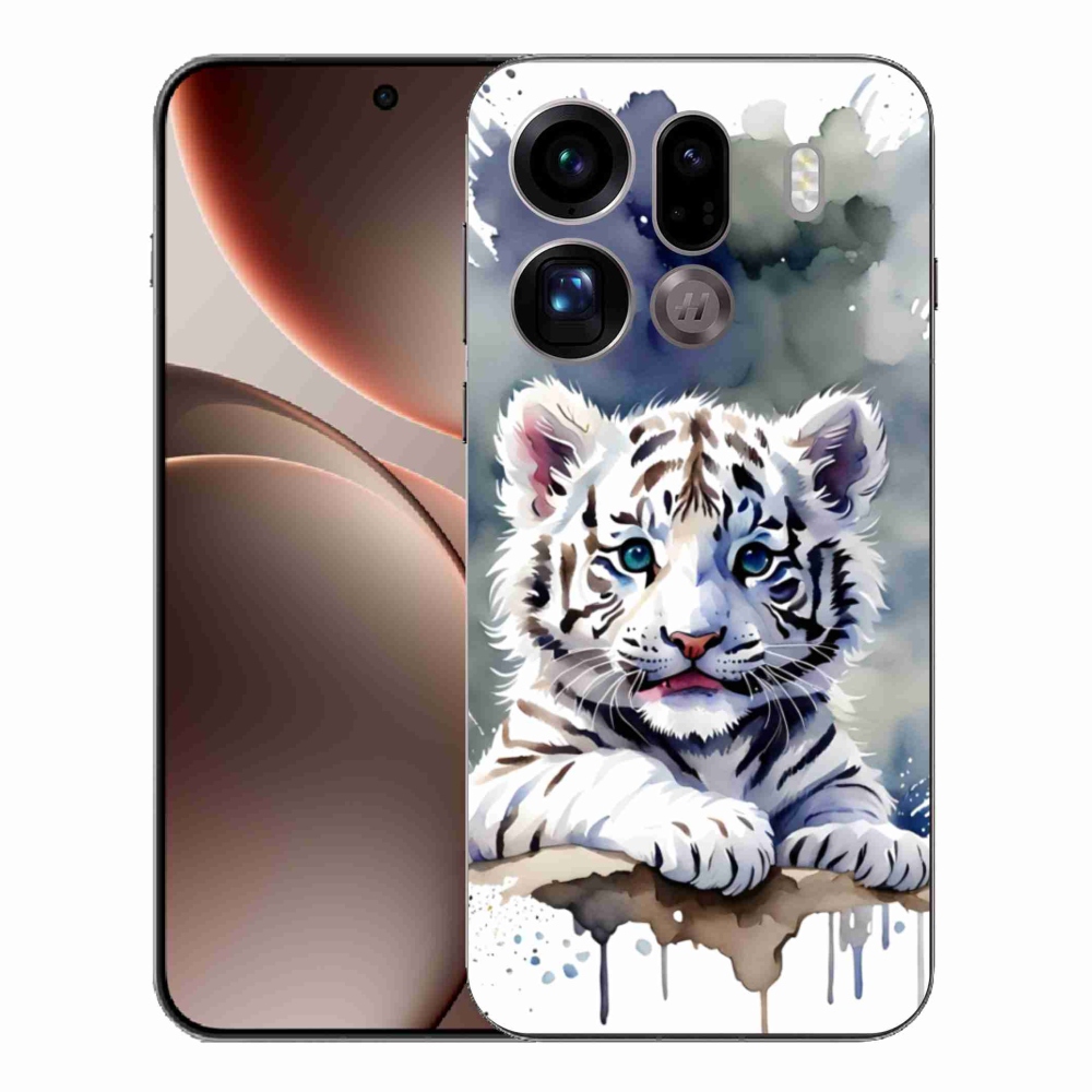 Gelový kryt mmCase na Oppo Find X9 Pro - mládě bílého tygra