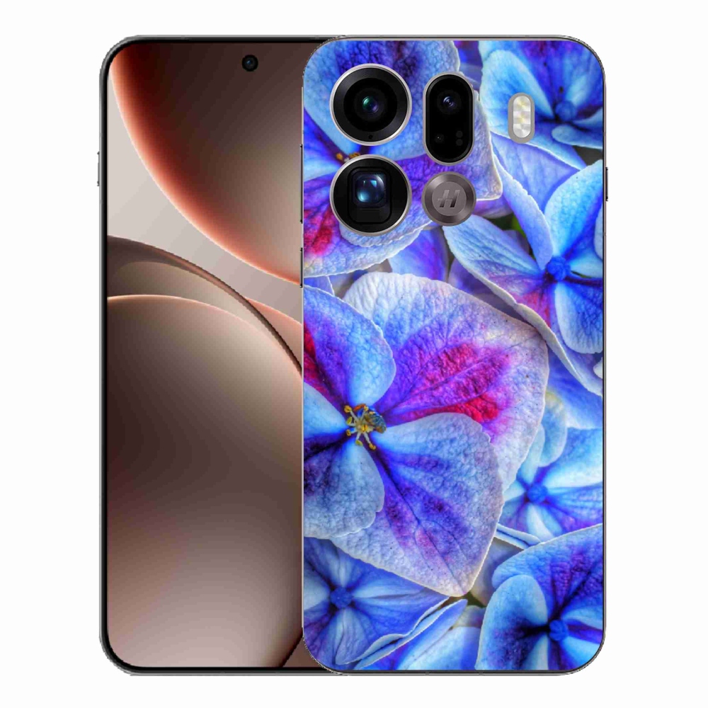 Gelový kryt mmCase na Oppo Find X9 Pro - modré květy 1