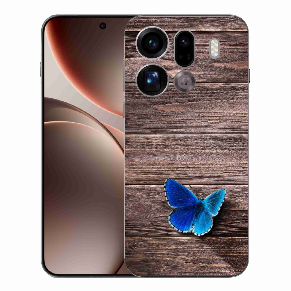 Gelový kryt mmCase na Oppo Find X9 Pro - modrý motýl 1