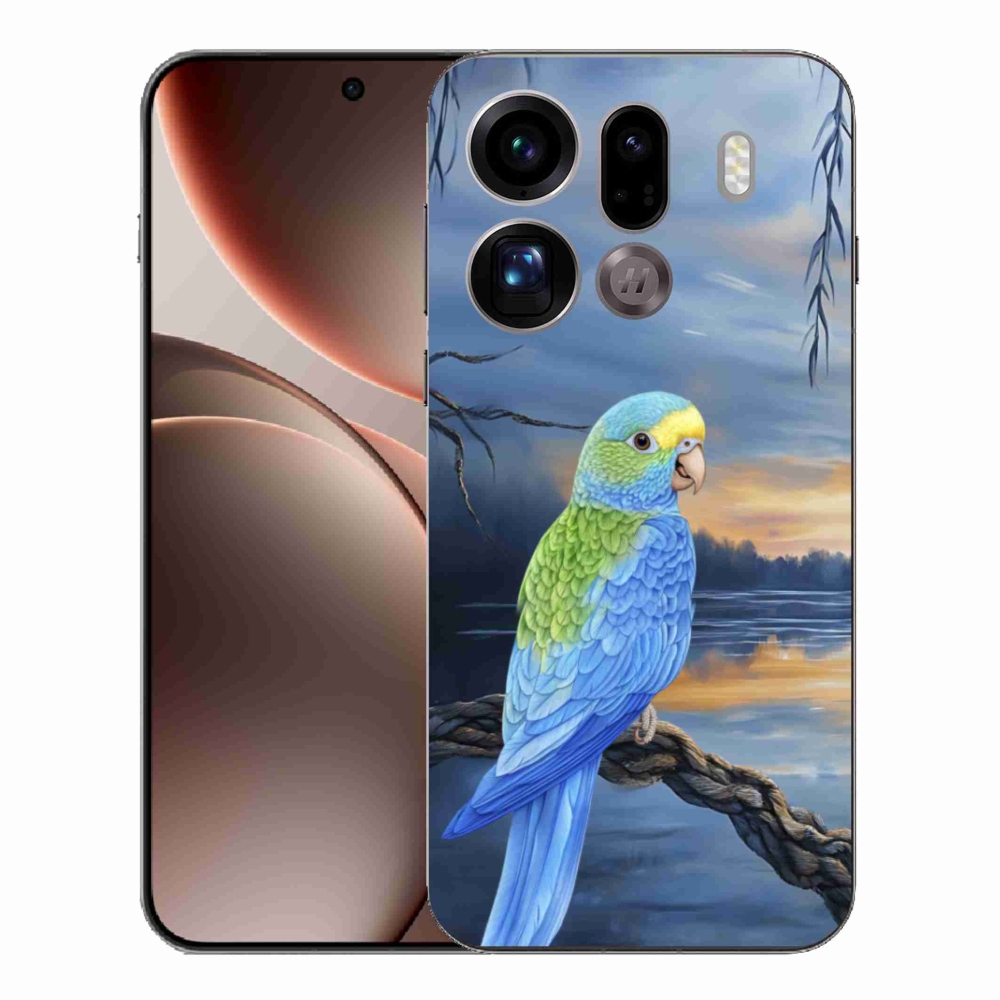 Gelový kryt mmCase na Oppo Find X9 Pro - modrý papoušek