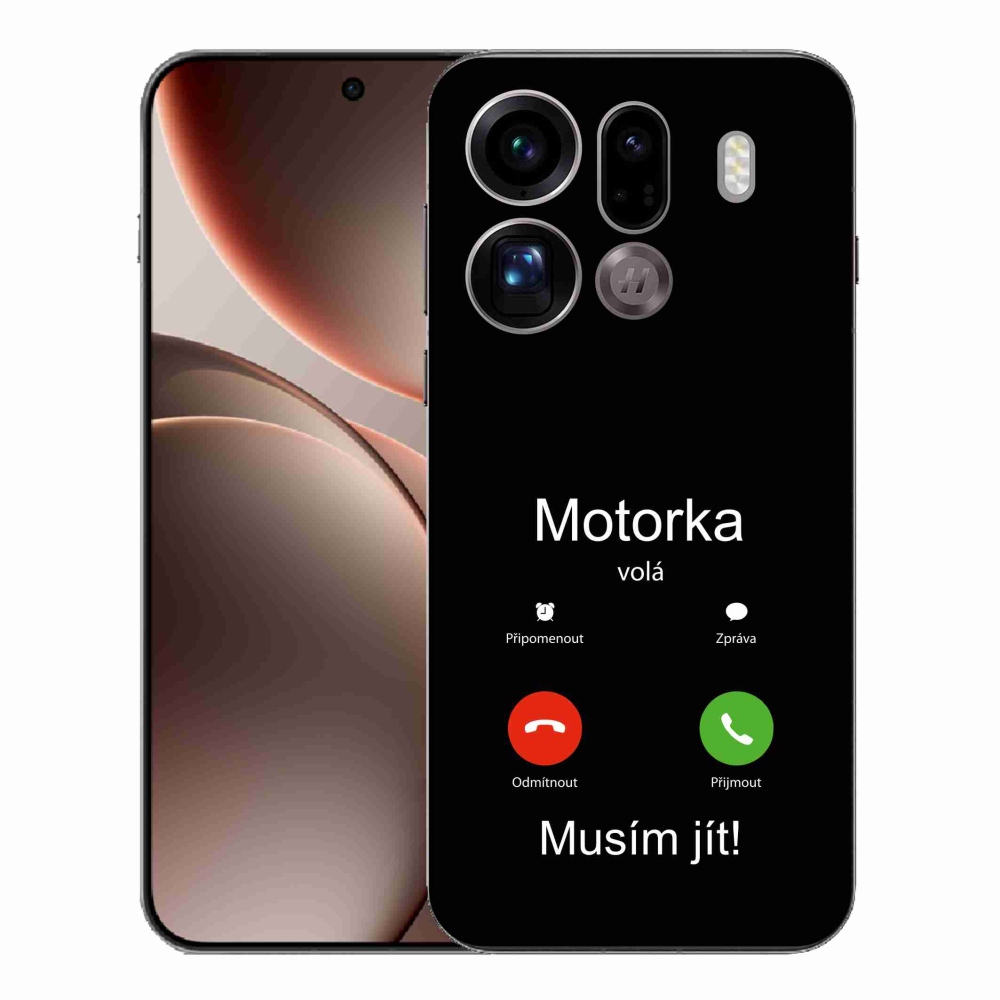 Gelový kryt mmCase na Oppo Find X9 Pro - motorka volá černé pozadí