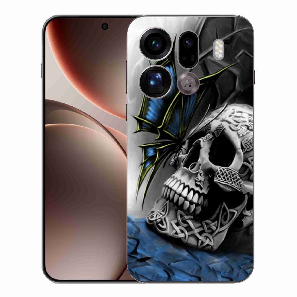 Gelový kryt mmCase na Oppo Find X9 Pro - motýl a lebka