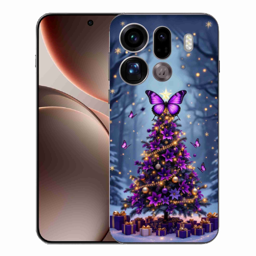 Gelový kryt mmCase na Oppo Find X9 Pro - motýlí vánoční stromek