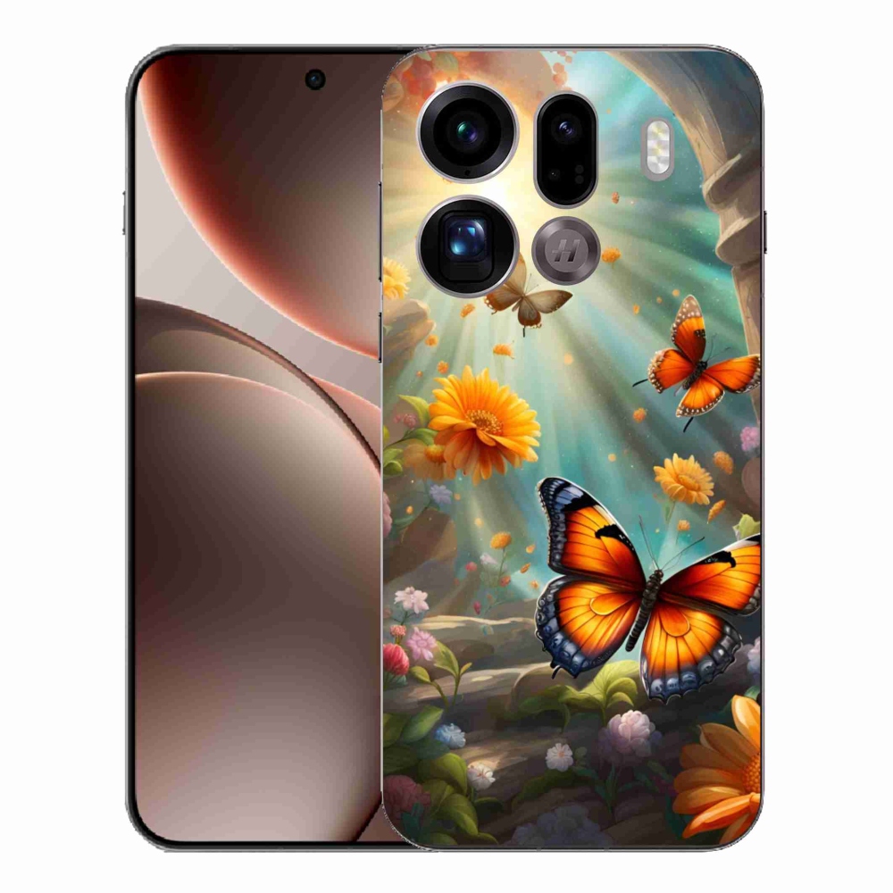 Gelový kryt mmCase na Oppo Find X9 Pro - motýlí zahrada 2