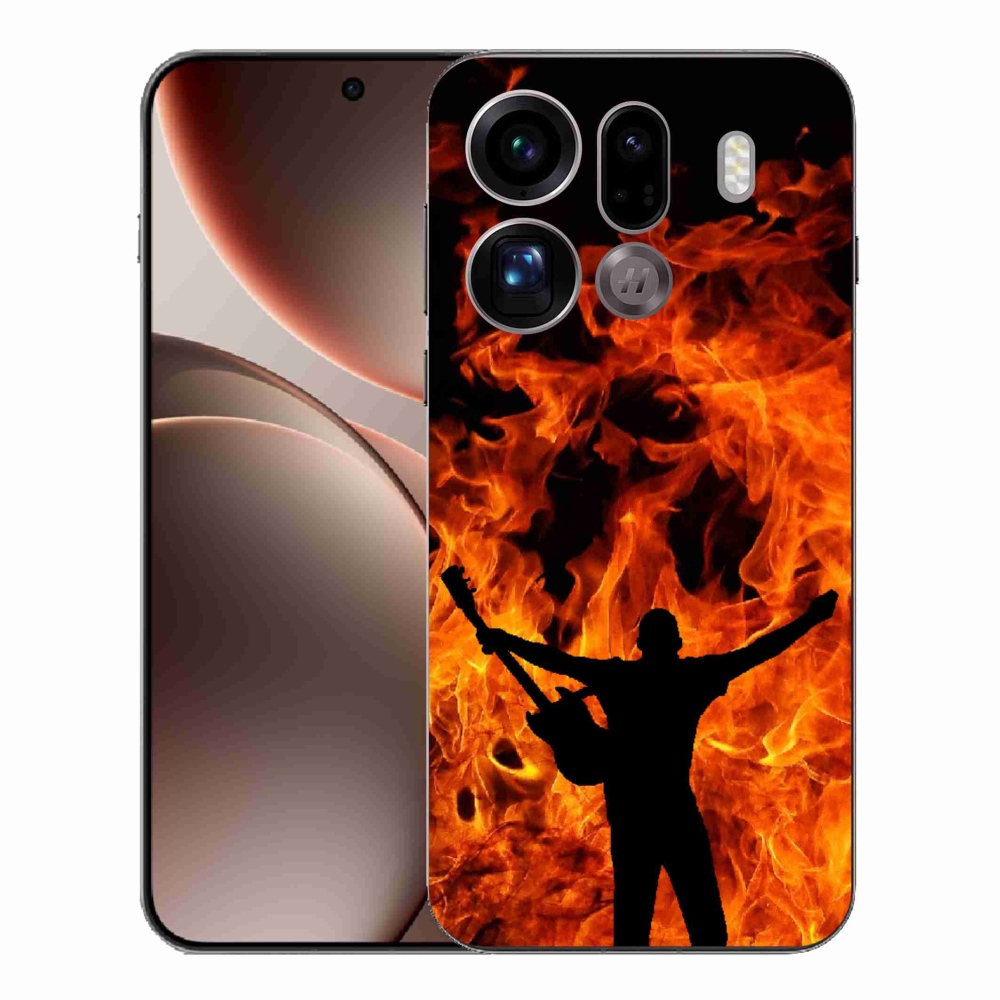 Gelový kryt mmCase na Oppo Find X9 Pro - muzikant a oheň