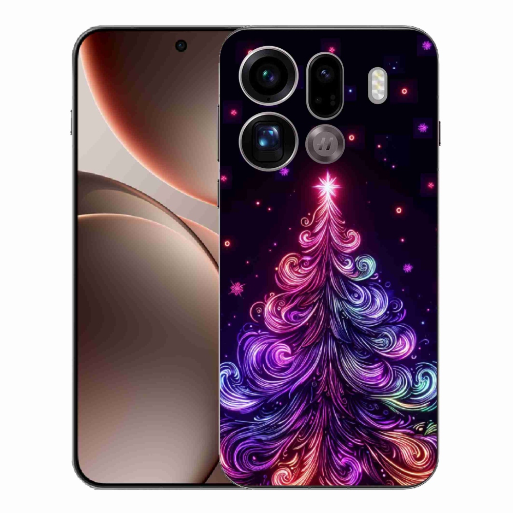 Gelový kryt mmCase na Oppo Find X9 Pro - neonový vánoční stromek 1