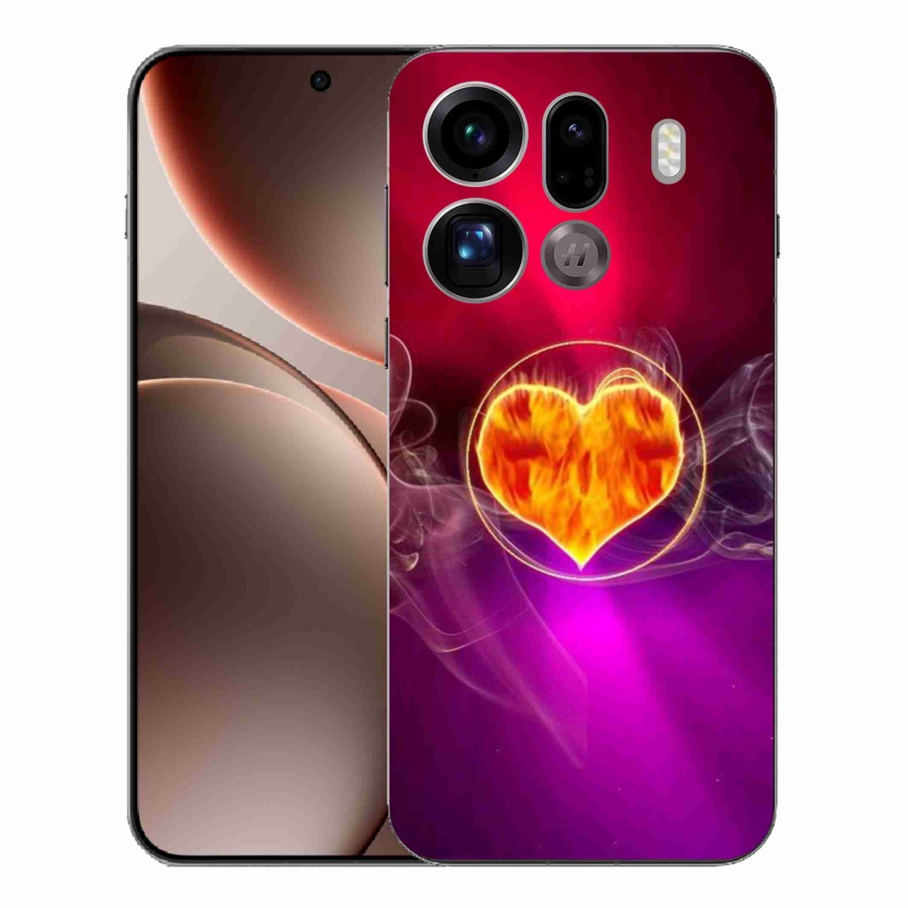Gelový kryt mmCase na Oppo Find X9 Pro - ohnivé srdce