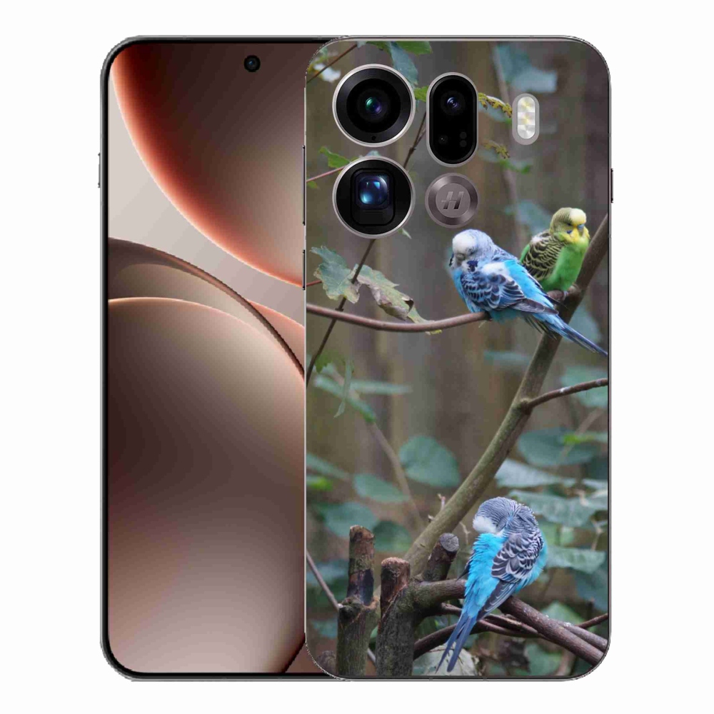 Gelový kryt mmCase na Oppo Find X9 Pro - papoušci na větvi