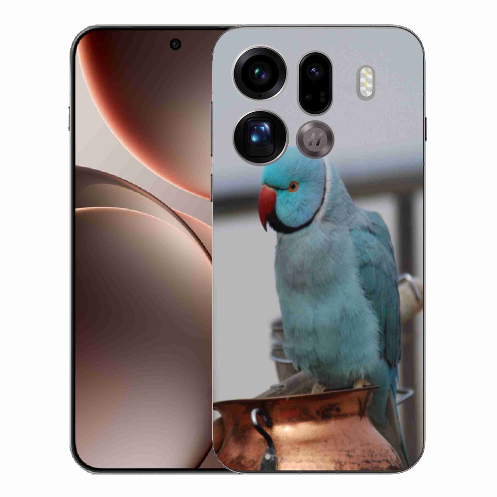 Gelový kryt mmCase na Oppo Find X9 Pro - papoušek alexandr modrý