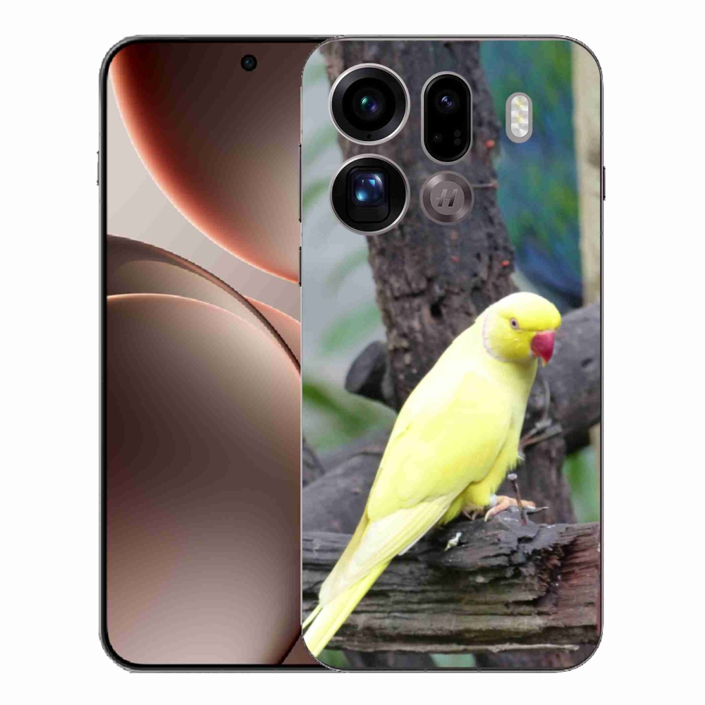 Gelový kryt mmCase na Oppo Find X9 Pro - papoušek alexandr žlutý