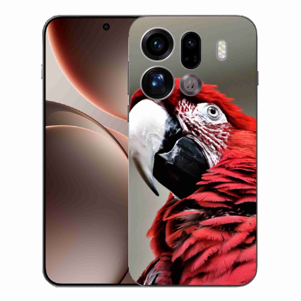 Gelový kryt mmCase na Oppo Find X9 Pro - papoušek ara červený