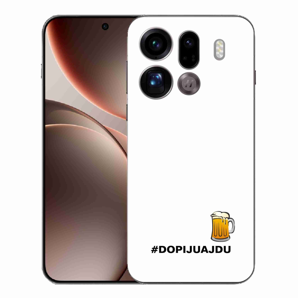 Gelový kryt mmCase na Oppo Find X9 Pro - pivní motiv 1 bílé pozadí