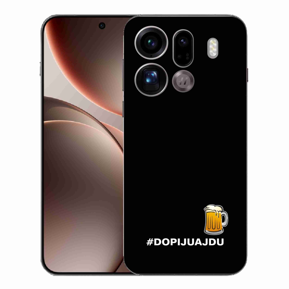Gelový kryt mmCase na Oppo Find X9 Pro - pivní motiv 1 černé pozadí