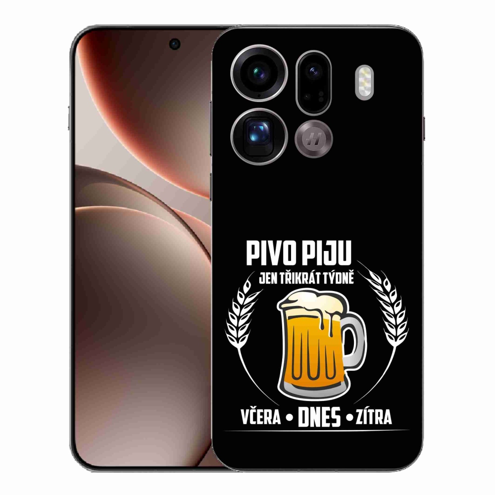 Gelový kryt mmCase na Oppo Find X9 Pro - pivní motiv černé pozadí
