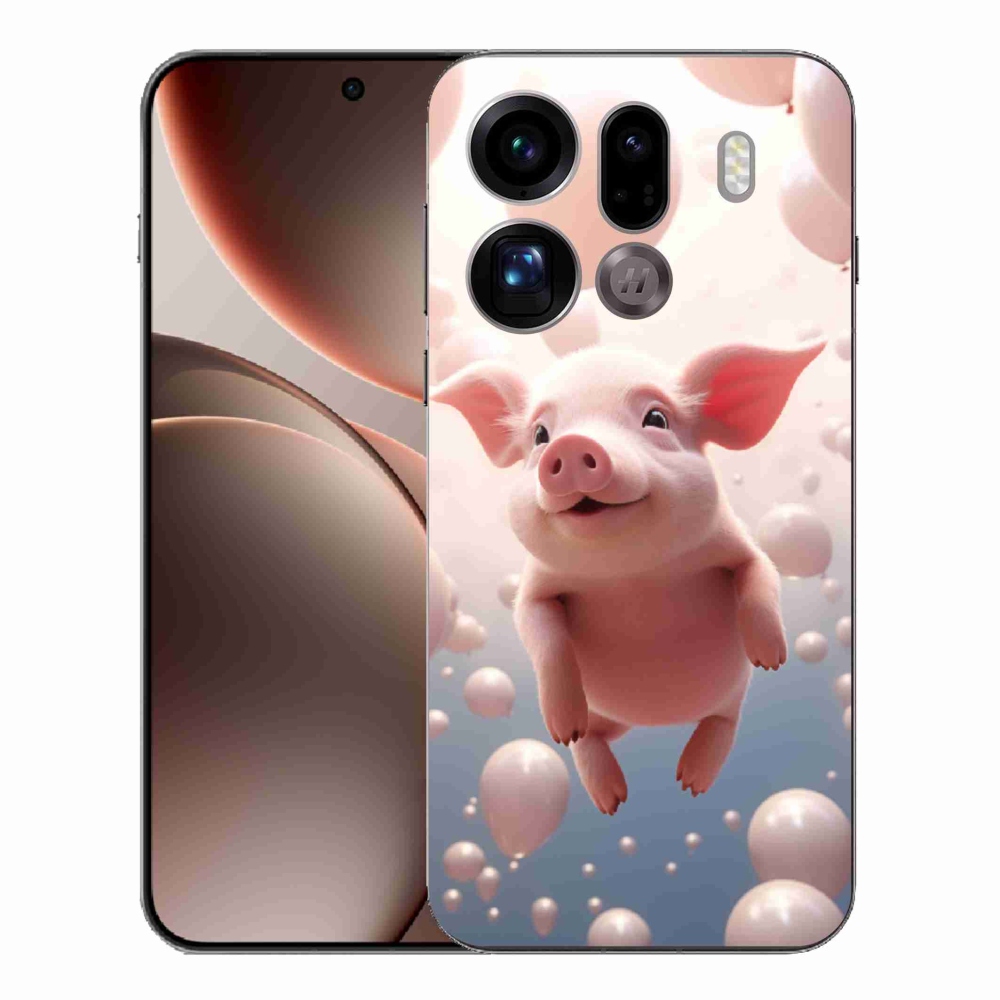 Gelový kryt mmCase na Oppo Find X9 Pro - prasátko s balónky
