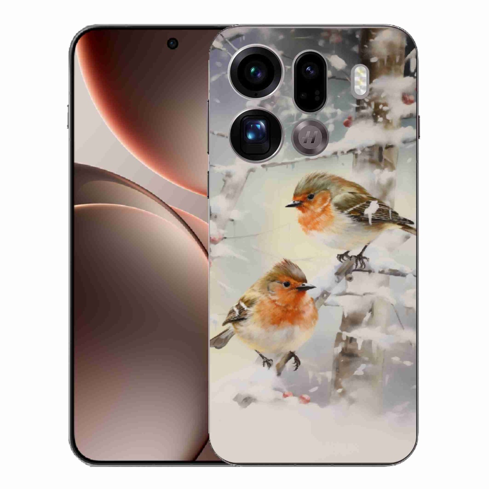 Gelový kryt mmCase na Oppo Find X9 Pro - ptáčci v zimě