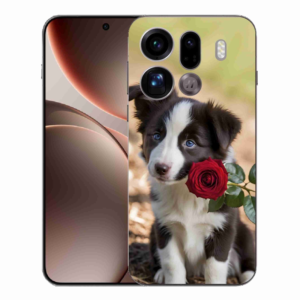 Gelový kryt mmCase na Oppo Find X9 Pro - roztomilá border kolie s růží
