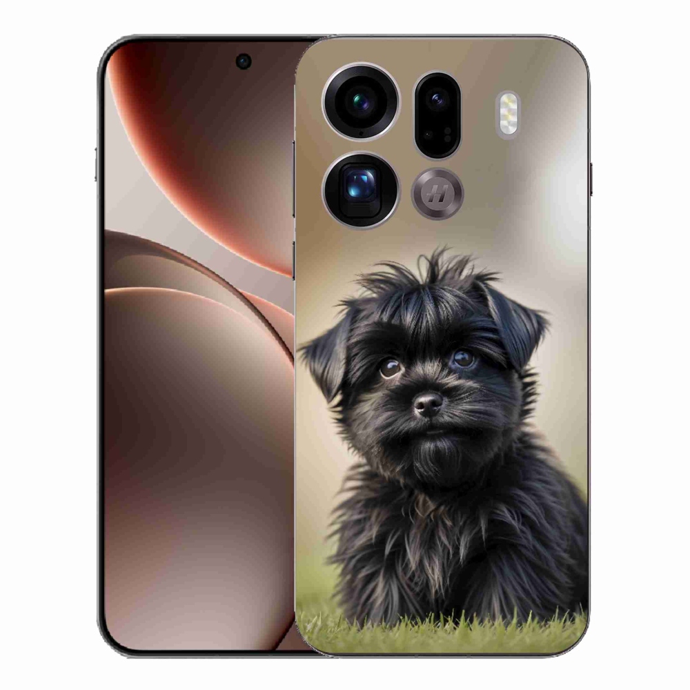 Gelový kryt mmCase na Oppo Find X9 Pro - roztomilý černý pejsek