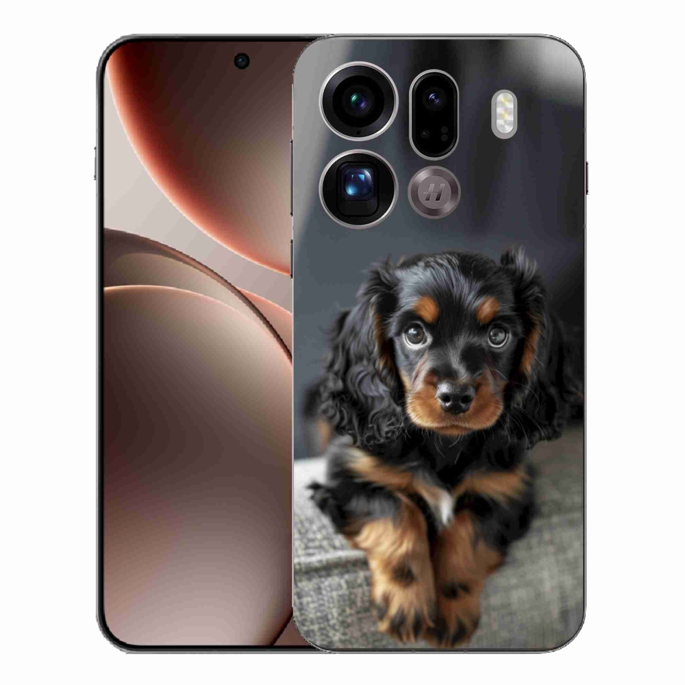 Gelový kryt mmCase na Oppo Find X9 Pro - roztomilý dlouhosrstý jezevčík