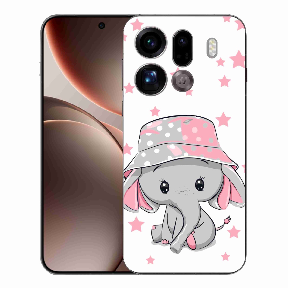 Gelový kryt mmCase na Oppo Find X9 Pro - růžový slon
