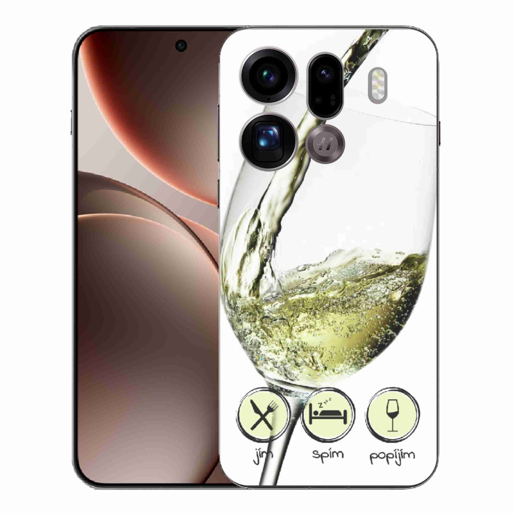 Gelový kryt mmCase na Oppo Find X9 Pro - sklenička vína bílé