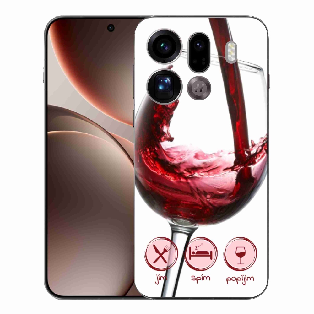 Gelový kryt mmCase na Oppo Find X9 Pro - sklenička vína červené