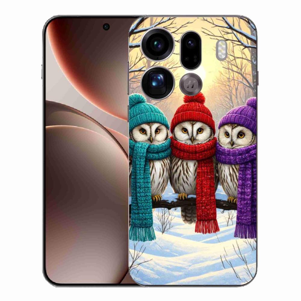 Gelový kryt mmCase na Oppo Find X9 Pro - soví přátelé