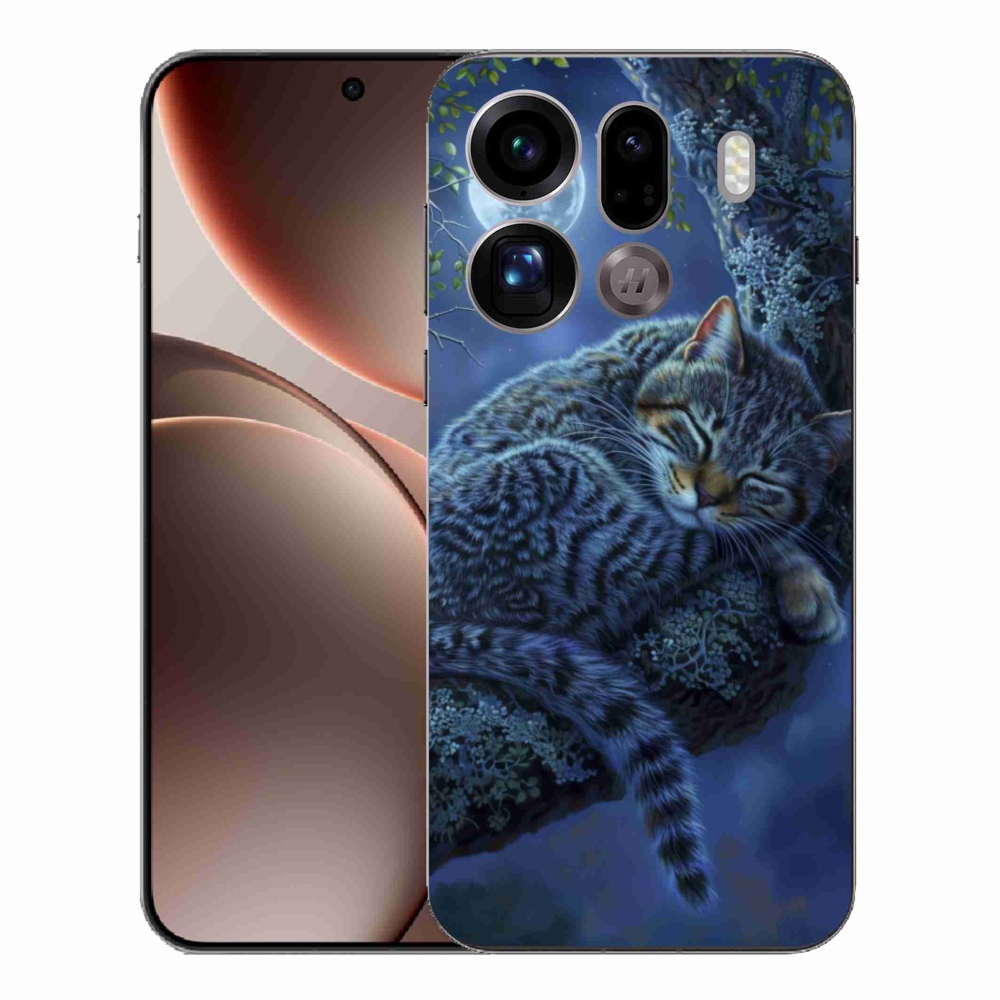 Gelový kryt mmCase na Oppo Find X9 Pro - spící kočka