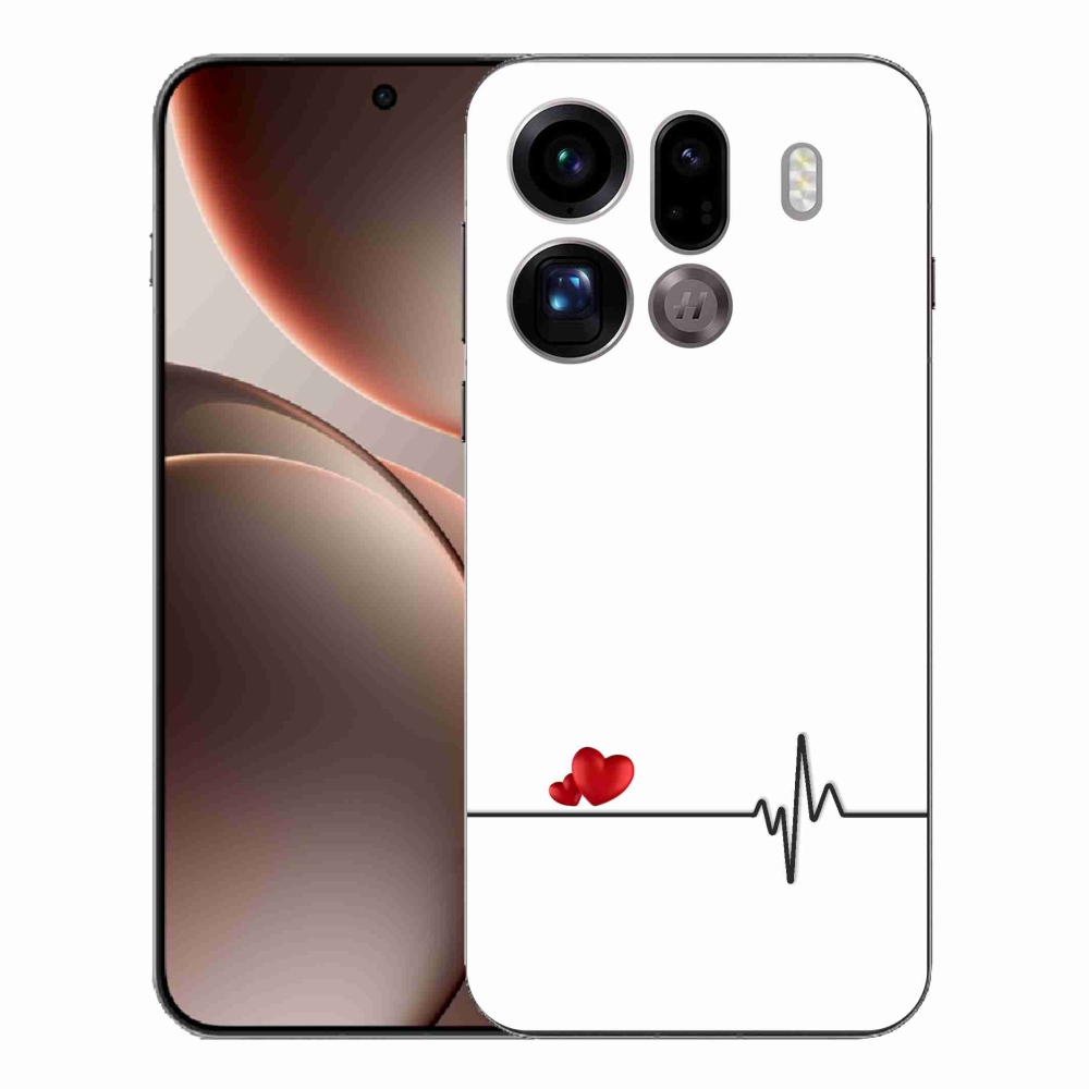Gelový kryt mmCase na Oppo Find X9 Pro - srdce a tep bílé pozadí