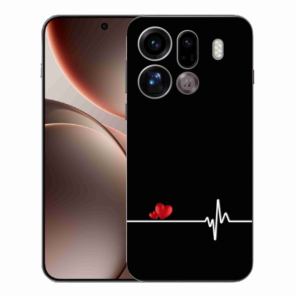 Gelový kryt mmCase na Oppo Find X9 Pro - srdce a tep černé pozadí