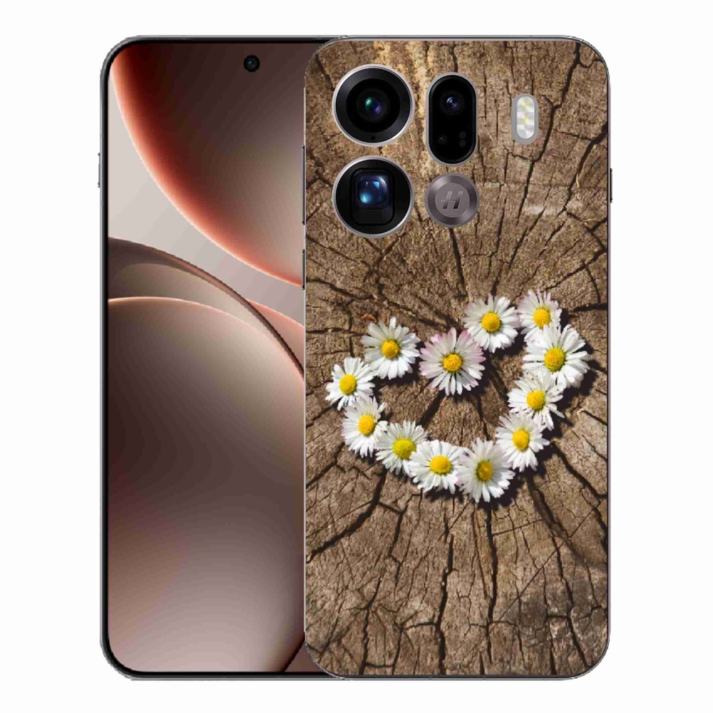 Gelový kryt mmCase na Oppo Find X9 Pro - srdce z kopretin
