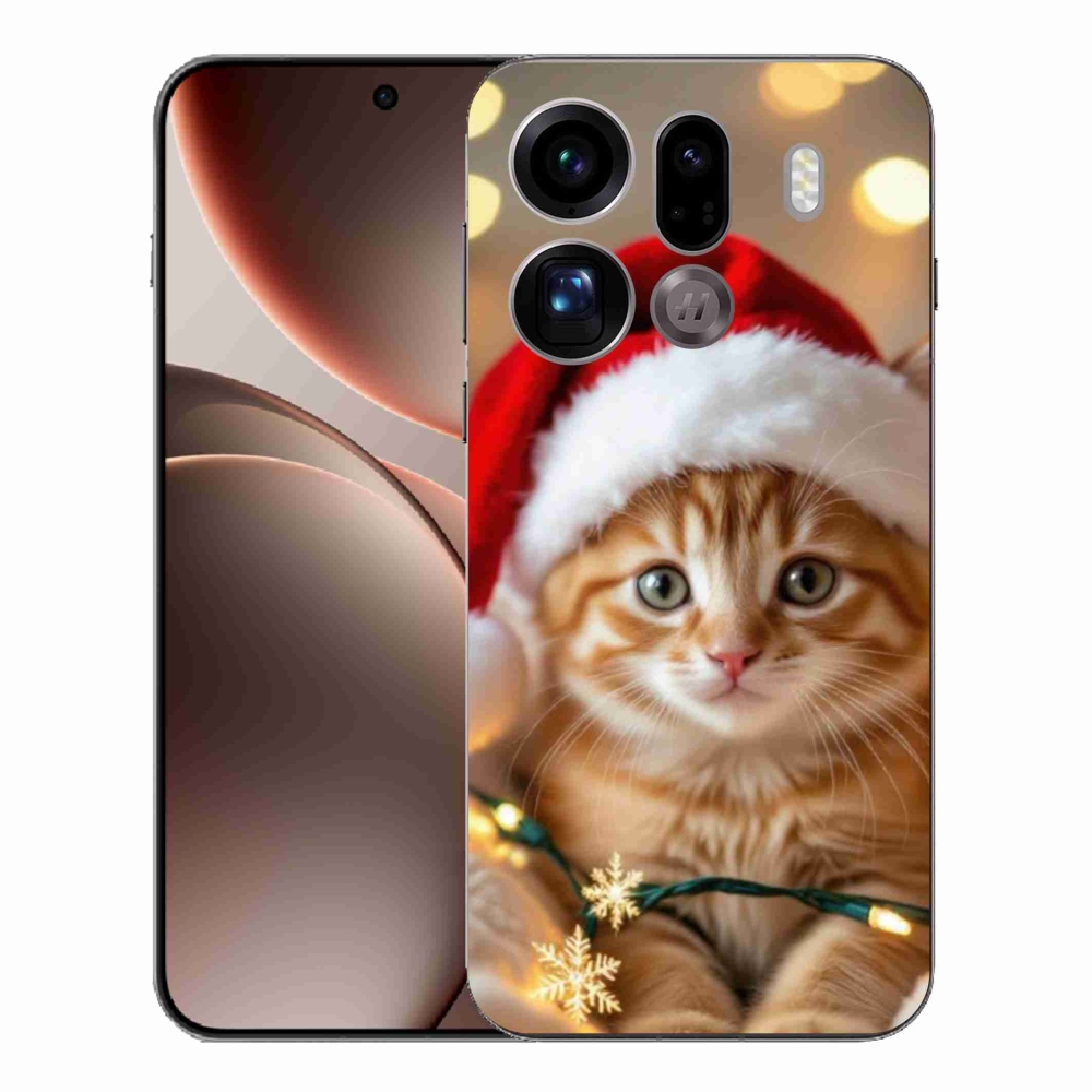 Gelový kryt mmCase na Oppo Find X9 Pro - vánoční kotě
