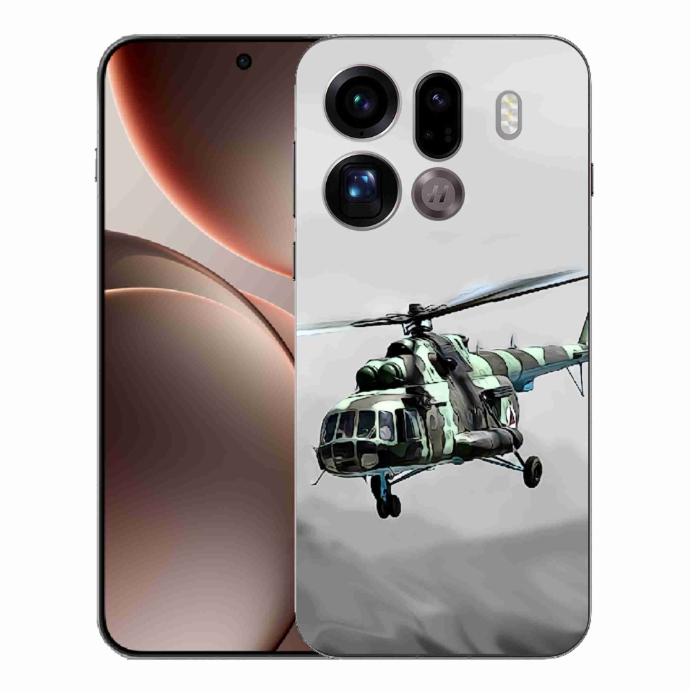 Gelový kryt mmCase na Oppo Find X9 Pro - vojenský vrtulník
