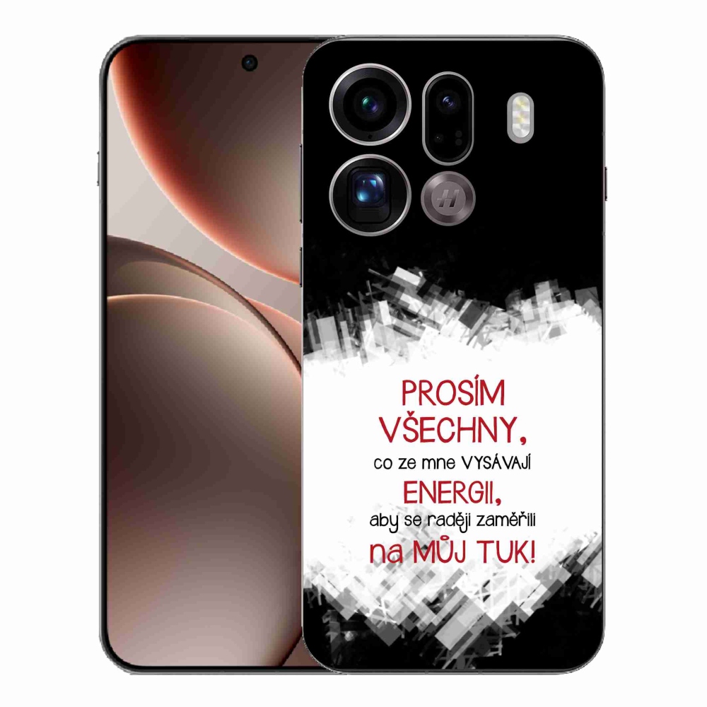Gelový kryt mmCase na Oppo Find X9 Pro - vtipný text 1 červený