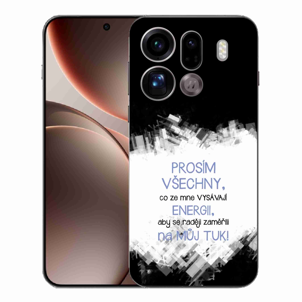 Gelový kryt mmCase na Oppo Find X9 Pro - vtipný text 1 modrý