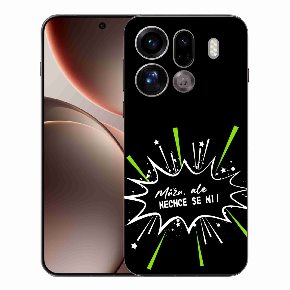 Gelový kryt mmCase na Oppo Find X9 Pro - vtipný text 11 černé pozadí