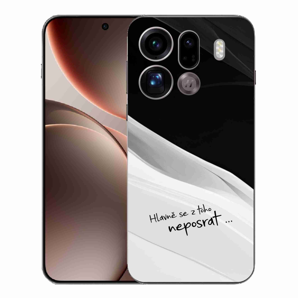 Gelový kryt mmCase na Oppo Find X9 Pro - vtipný text 13 bíločerné pozadí