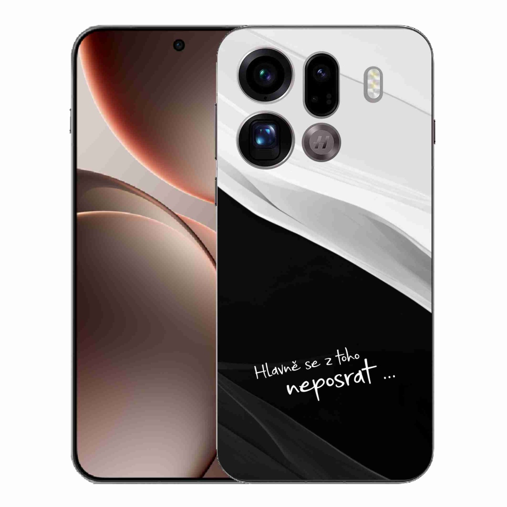 Gelový kryt mmCase na Oppo Find X9 Pro - vtipný text 13 černobílé pozadí