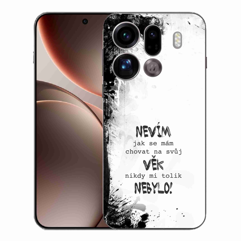 Gelový kryt mmCase na Oppo Find X9 Pro - vtipný text 14 bílé pozadí