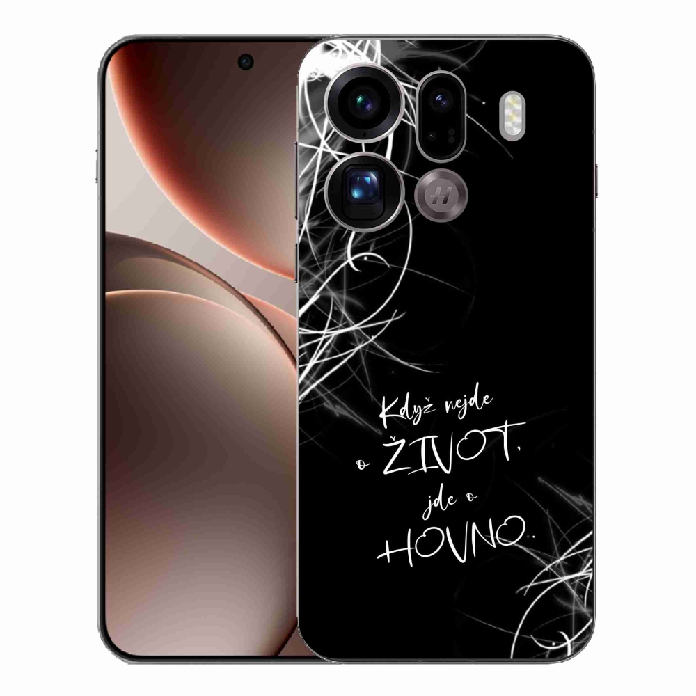 Gelový kryt mmCase na Oppo Find X9 Pro - vtipný text 16 černé pozadí